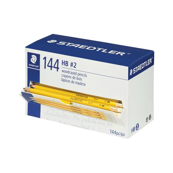STD13247C144A6 Staedtler Woodcase Pencil, Graphite Lead, Yellow Barrel, 144/Pack
