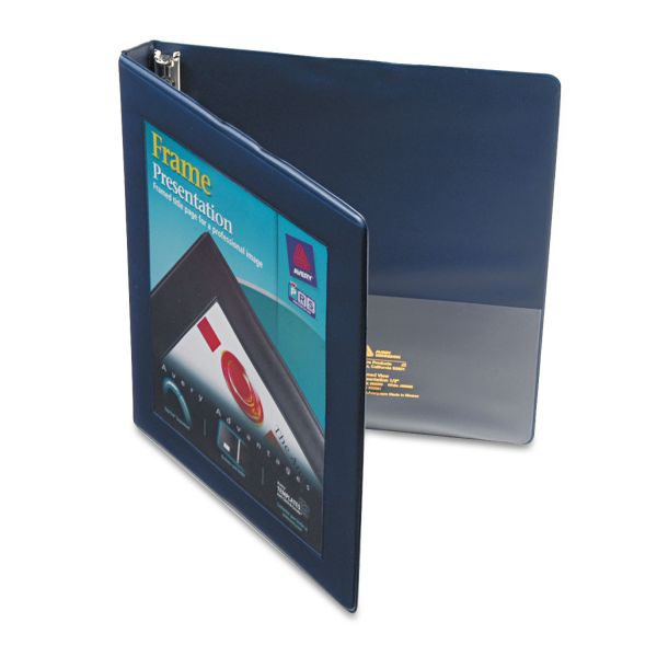 AVE68051 Avery Framed View Heavy-Duty 3-Ring View Binder, 1/2" Capacity, Slant Ring, Navy Blue