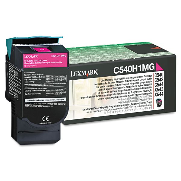 LEXC540H1MG Lexmark C540H1MG High-Yield Toner, 2000 Page-Yield, Magenta