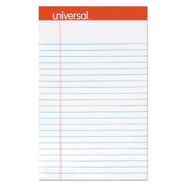 Universal Perforated Edge Writing Pad, Narrow Rule, 5 x 8, White, 50