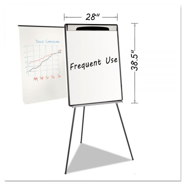BVCEA23062119 MasterVision Magnetic Gold Ultra Dry Erase Tripod Easel W/ Ext Arms, 32" to 72", Black/Silver