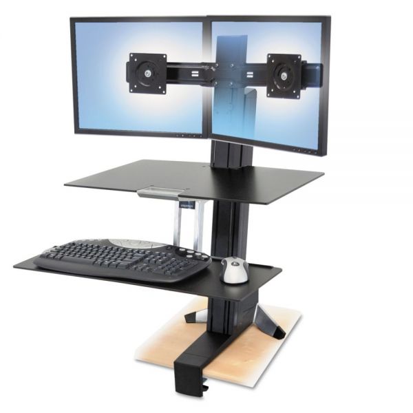 ERG33349200 WorkFit by Ergotron WorkFit-S Sit-Stand Workstation w/Worksurface, Dual LCD Monitors, Aluminum/Black