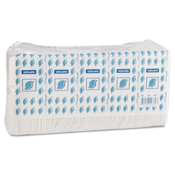 GENCOCKTAILNAP GEN Cocktail Napkins, 1-Ply, 9w x 9d, White, 500/Pack, 8 Packs/Carton