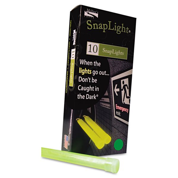 MLE151848 Miller's Creek Snaplights, 6"l x 3/4"w, Green, 10/Pack