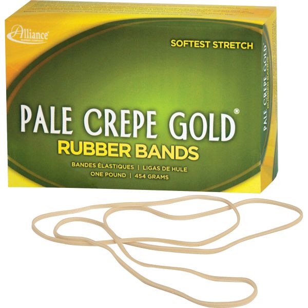 ALL21405 Alliance Pale Crepe Gold Rubber Bands, Sz. 117B, 7 x 1/8, 1lb Box