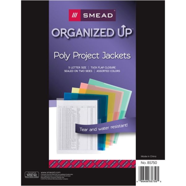 Smead Slash Pocket Jackets Poly 5//Pack Letter Blue//Clear//Green//Red//Yellow