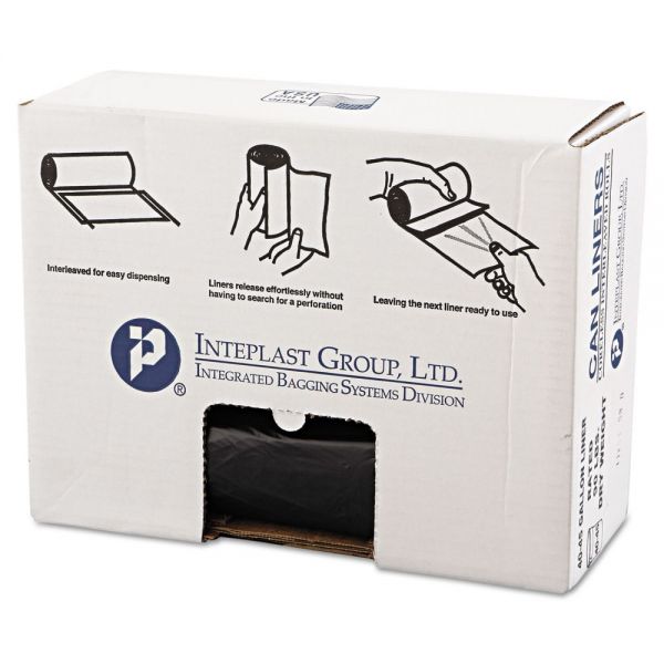 IBSVALH4048K22 Inteplast Group High-Density Can Liner, 40 x 46, 45gal, 19mic, Black, 25/Roll, 6 Rolls/Carton