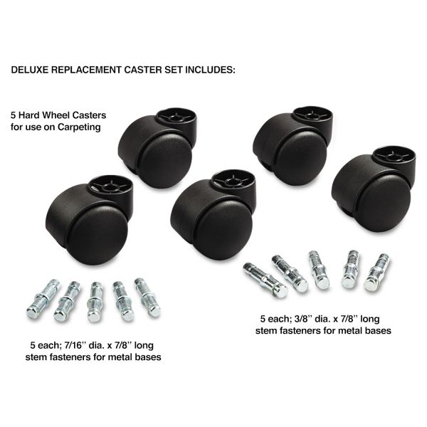 MAS23618 Master Caster Deluxe Futura Casters, Nylon, B and K Stems, 120 lbs./Caster, 5/Set