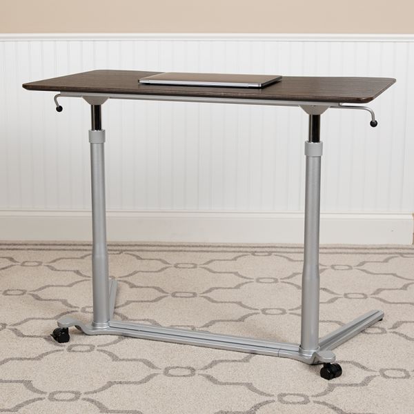 Flash Furniture Sit Down Stand Up Dark Wood Grain Computer Ergonomic Desk With 37 375 W Top Adjustable Range 29 40 75 Officesupply Com