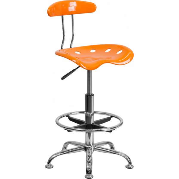 FHFLF215ORANGEYELLOWGG Flash Furniture Vibrant Drafting Stool with Tractor Seat