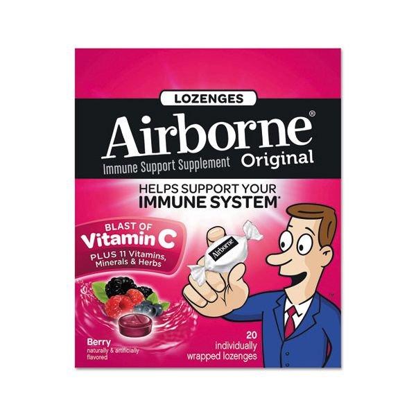 ABN18591 Airborne Immune Support Lozenge, Berry Flavor, 20/Pack