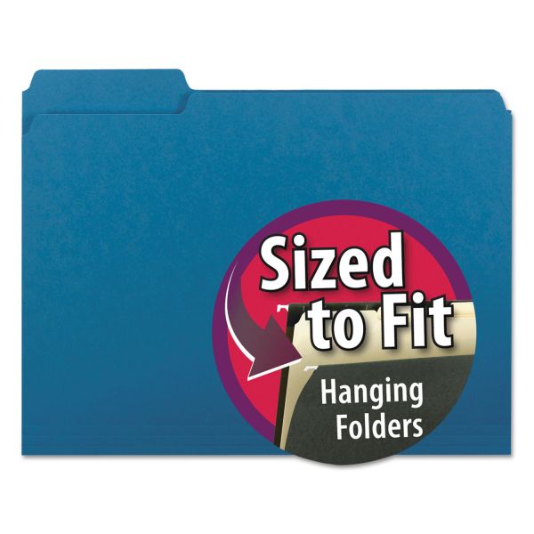 SMD10287 Smead Interior File Folders, 1/3 Cut Top Tab, Letter, Sky Blue, 100/Box