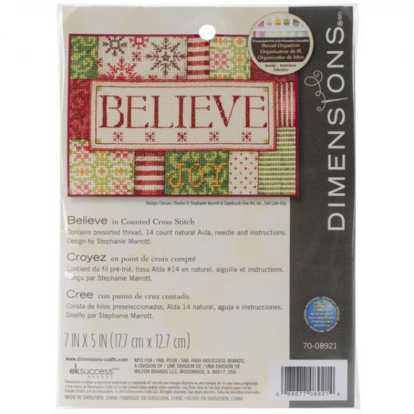 NOTM314314 Dimensions Believe Mini Counted Cross Stitch Kit