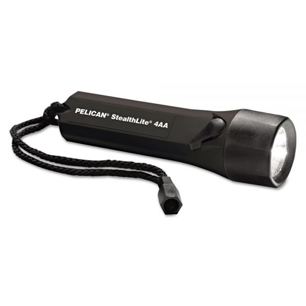 PLC2400CBLACK Pelican StealthLite Flashlight. Xenon, 4AA, Black