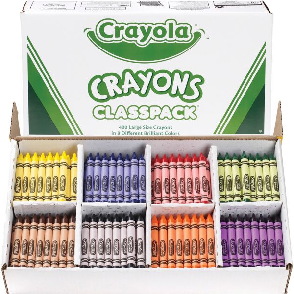 CYO528038 Crayola Classpack Large Size Crayons, 50 Each of 8 Colors, 400/Box