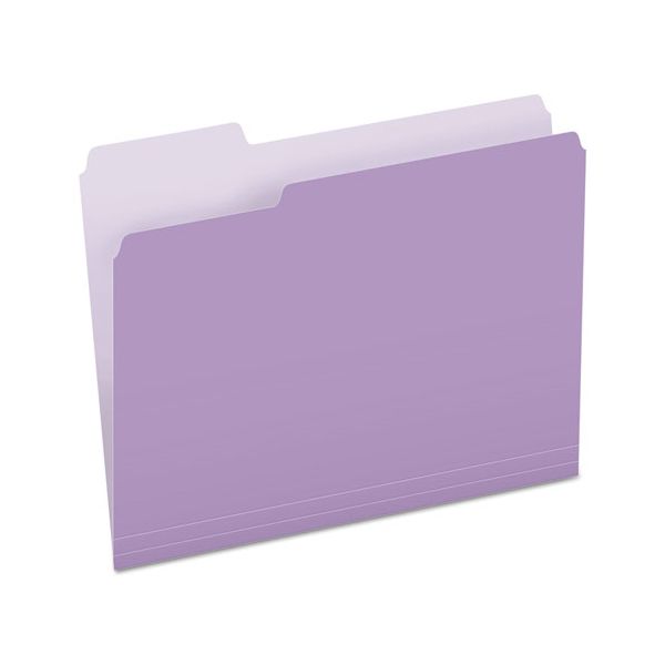 PFX15213LAV Pendaflex Colored File Folders, 1/3 Cut Top Tab, Letter, Lavender/Light Lavender, 100/Box