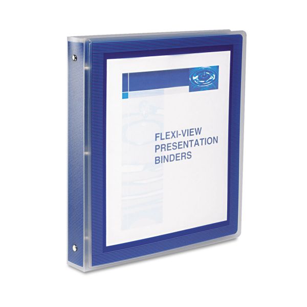 AVE17685 Avery Flexi-View Binder w/Round Rings, 11 x 8 1/2, 1" Cap, Navy Blue