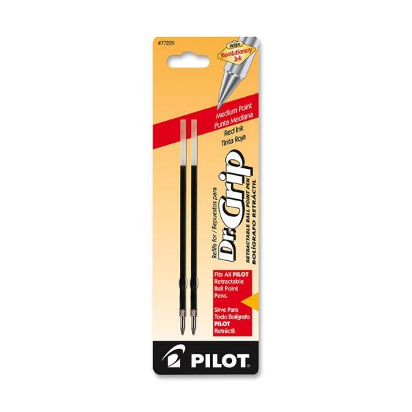 PIL77229 Pilot Refill, Better/EasyTouch/Dr Grip Retract Ballpoint, Med, Red, 2/Pack
