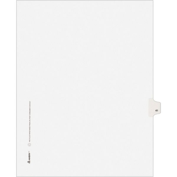 AVE82239 Avery Allstate-Style Legal Exhibit Side Tab Divider, Title: 41, Letter, White, 25/Pack