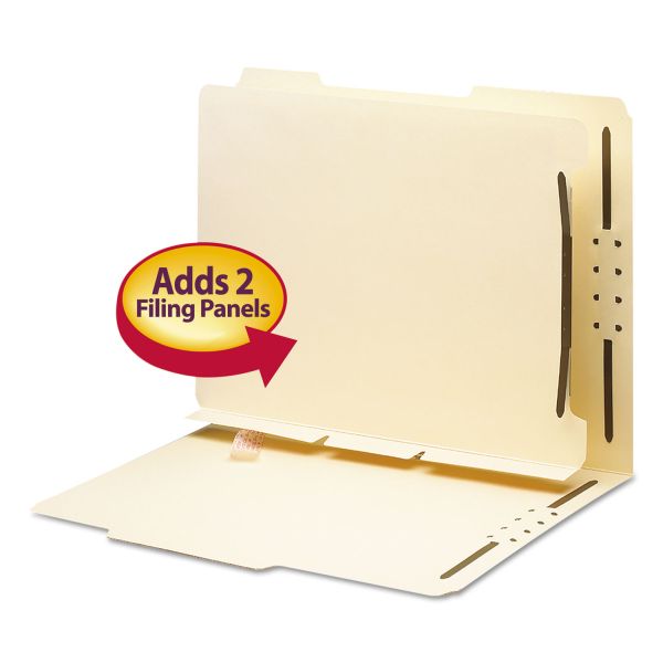 SMD68025 Smead Manila Self-Adhesive Folder Dividers w/2-Prong Fastener, 2-Sect, Letter, 25/Pack