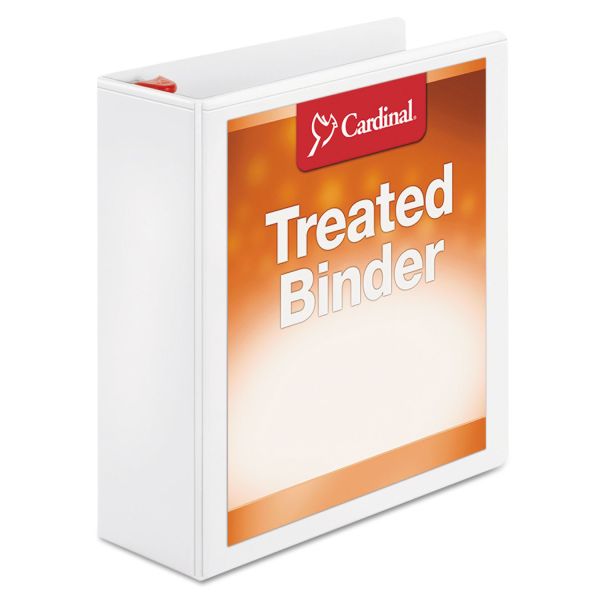 CRD32130 Cardinal Treated Binder ClearVue Locking 3-Ring Binder, 3" Capacity, Slant-D Ring, White