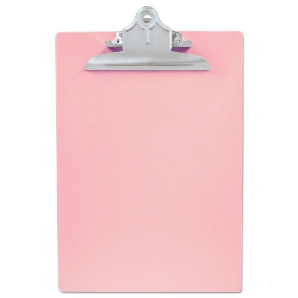 SAU21800 Saunders Recycled Plastic Clipboard with Ruler Edge, 1" Clip Cap, 8 1/2 x 12 Sheets, Pink