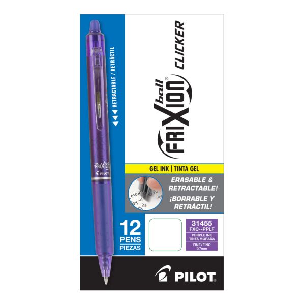 Pilot FriXion Clicker Erasable Gel Ink Pens – Navy, 3 Pens + 3 Refill Packs (Japan Import)