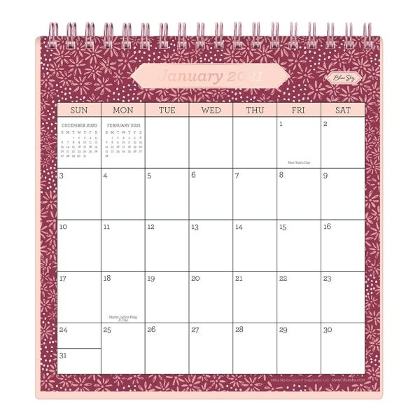 Blue Sky Monthly Desk Calendar With Stand 6 1 16 X 6 3 8 Celandine 