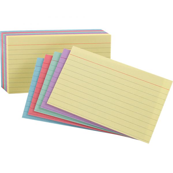 OXF34610 Oxford Ruled Index Cards, 4 x 6, Blue/Violet/Canary/Green/Cherry, 100/Pack