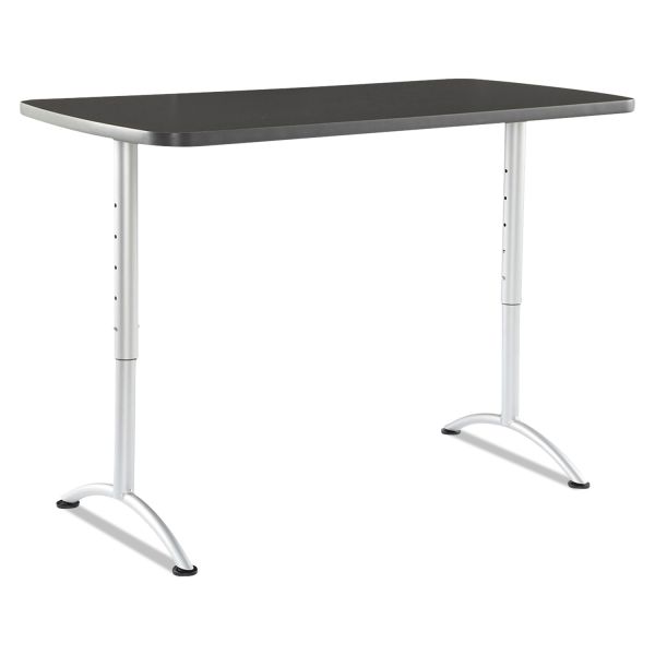 ICE69317 Iceberg ARC Sit-to-Stand Tables, Rectangular Top, 30w x 60d x 30-42h, Graphite/Silver