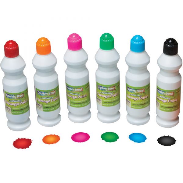 CKC2400 Creativity Street Sponge Paint Set, 6 Assorted Colors, 2.2 oz, 6/Set