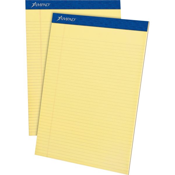 TOP20222 Ampad Perforated Writing Pad, 8 1/2 x 11 3/4, Canary, 50 Sheets, Dozen