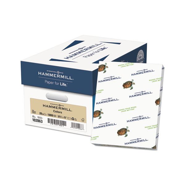 HAM102863 Hammermill Recycled Colored Paper, 20 lb, 8 1/2 x 11, Tan, 500 Sheets/Ream