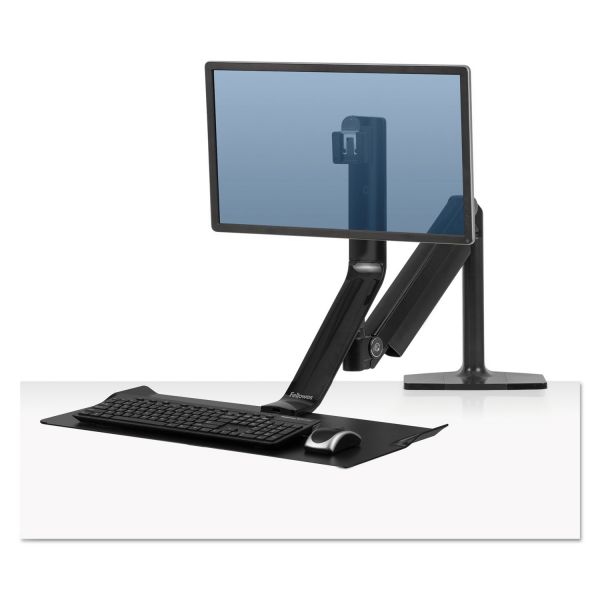 FEL0009701 Fellowes Extend Sit-Stand Workstation with Humanscale Technology, Single Monitor, Black