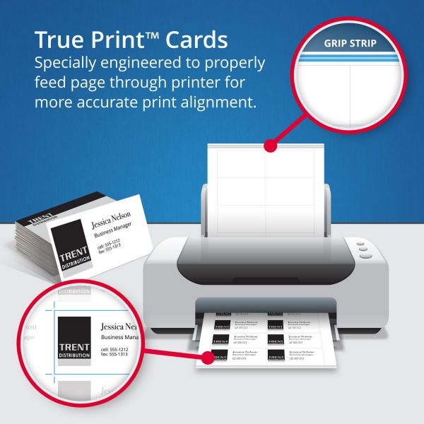 White Avery Two-Side Printable Clean Edge Business Cards Inkjet 400//Box 2 x 3 1//2