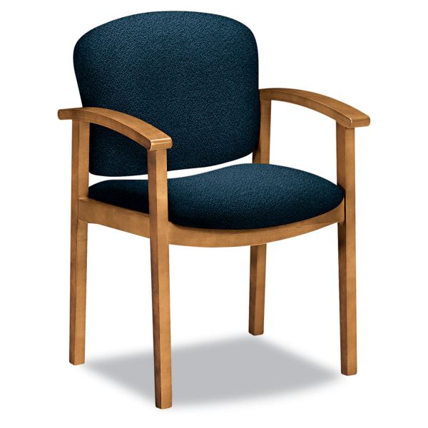 HON2111CAB90 HON 2111 Invitation Reception Series Wood Guest Chair, Harvest/Solid Blue Fabric