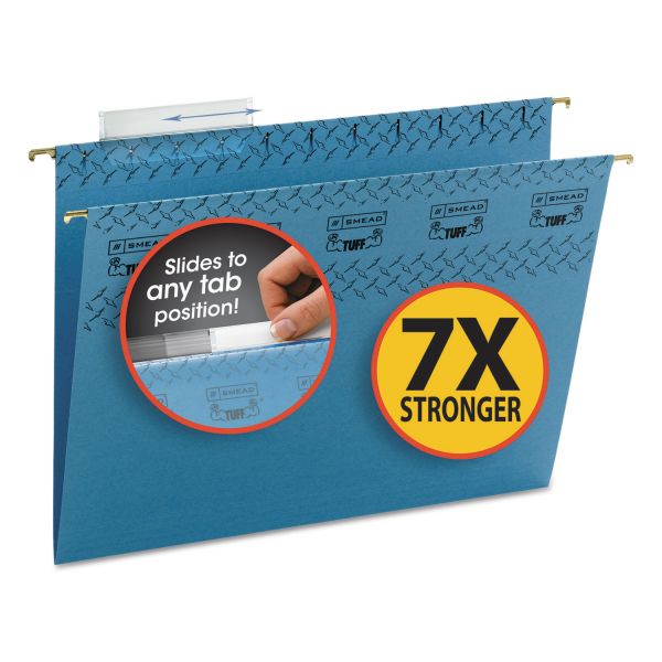 SMD64041 Smead Tuff Hanging Folder with Easy Slide Tab, Letter, Blue, 18/Pack