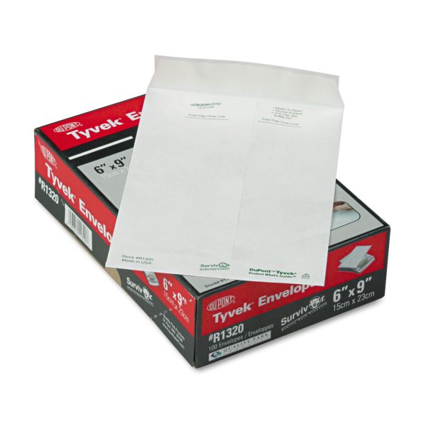 QUAR1320 Survivor Tyvek Mailer, #55, 6 x 9, White, 100/Box