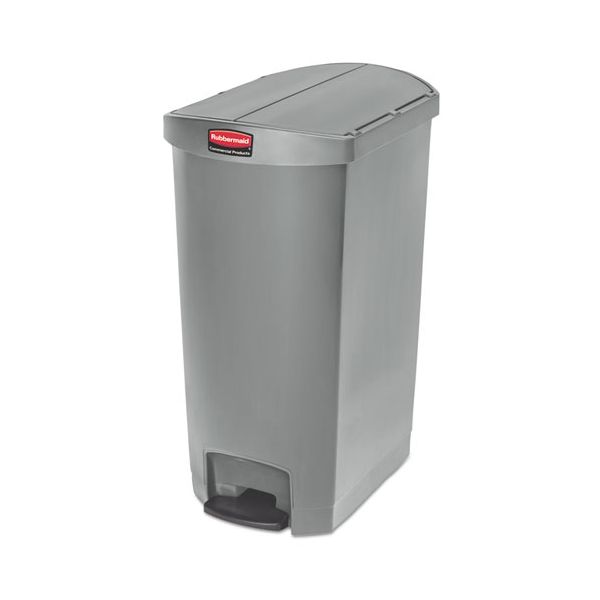RCP1883605 Rubbermaid Commercial Slim Jim Resin Step-On Container, End Step Style, 18 gal, Gray