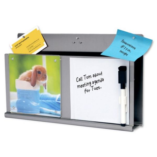 DEF510010 deflect-o MyStyle Stainless Steel DocuPocket with White Board, Letter, Silver/White