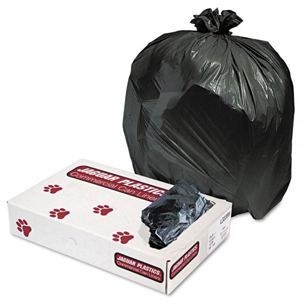 JAGL3339H Jaguar Plastics Low-Density Can Liners, 33gal, .6mil, Black, 200/Carton