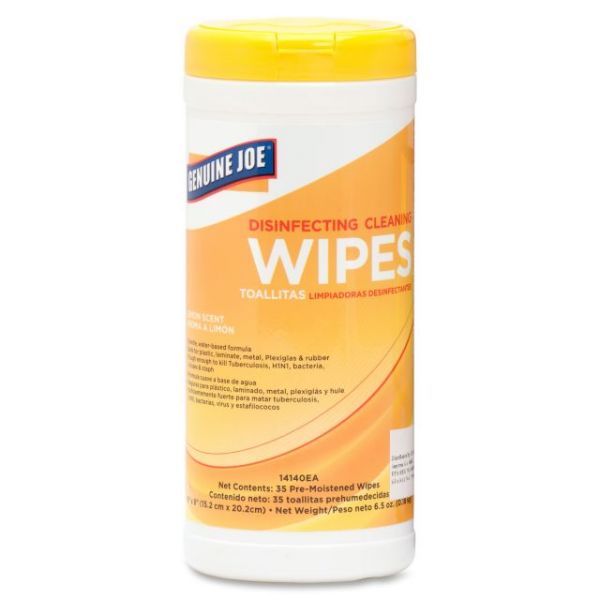 GJO14140CT Genuine Joe Lemon Scent Disinfectg Cleaning Wipes