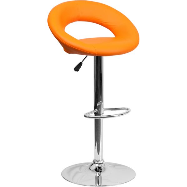 FHFDS811ORGGG Flash Furniture Contemporary Vinyl Rounded Back Barstool