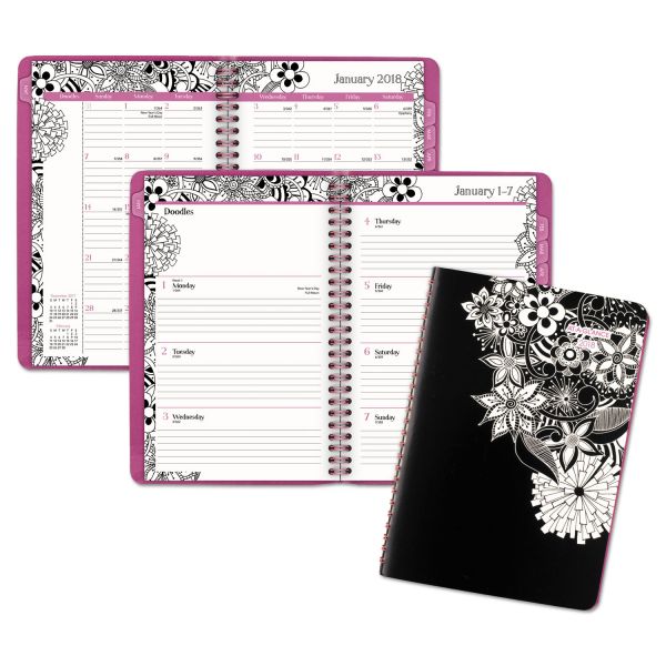 AAG589200 AT-A-GLANCE Floradoodle Desk Weekly/Monthly Planner, 6 1/2 x 8 7/8, 2018-2019