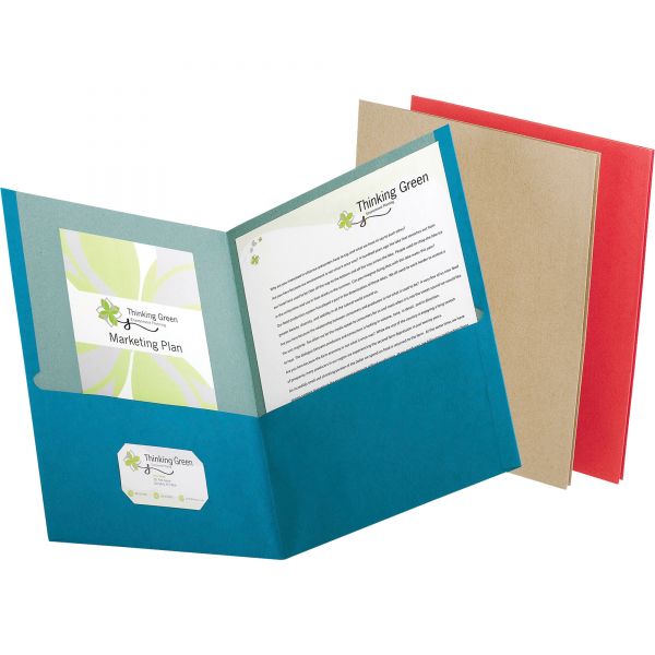 OXF78513 Oxford Earthwise by Oxford Recycled Paper Twin-Pocket Portfolio, Assorted Colors, 25/BX