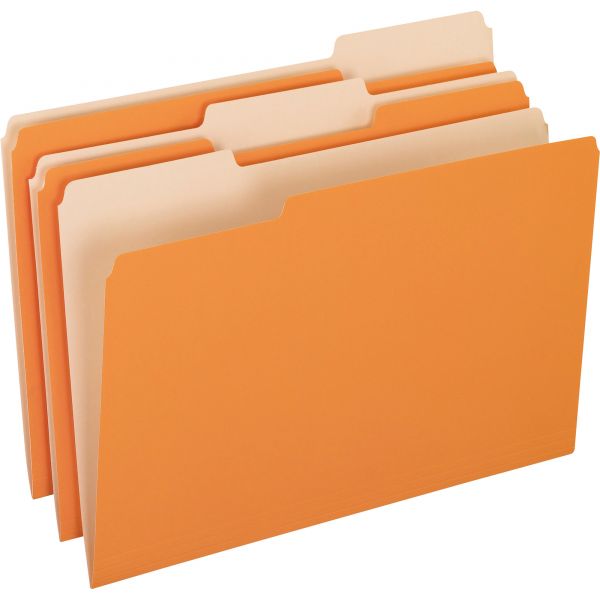 PFX15313ORA Pendaflex Colored File Folders, 1/3 Cut Top Tab, Legal, Orange/Light Orange, 100/Box