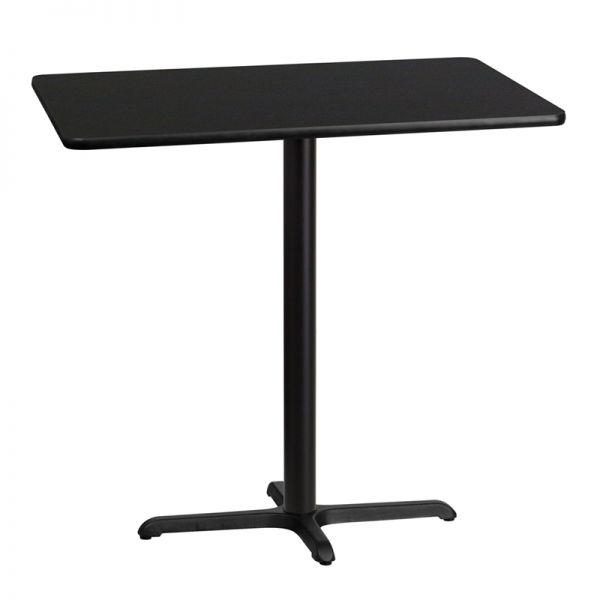 FHFXUBLKTB3042T2230BGG Flash Furniture 30'' x 42'' Rectangular Black Laminate Table Top with 22'' x 30'' Bar Height Table Base