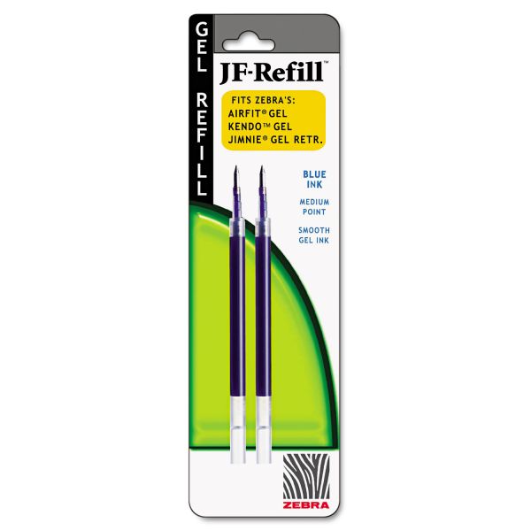 ZEB87022 Zebra JF Refill for Jimnie Gel RT/Sarasa/Z-Grip Gel Roller Ball, Med, BE, 2/Pack