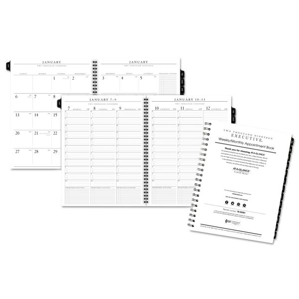 AAG7091110 AT-A-GLANCE Executive Weekly/Monthly Planner Refill, 15-Minute, 8 1/4 x 10 7/8, 2019