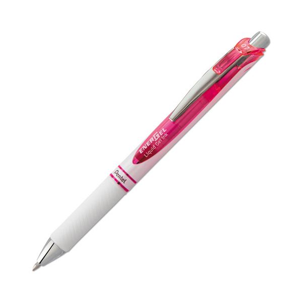 PENBL77PWP Pentel EnerGel RTX Retractable Liquid Gel Pen, .7mm, White/Pink Barrel, Pink Ink
